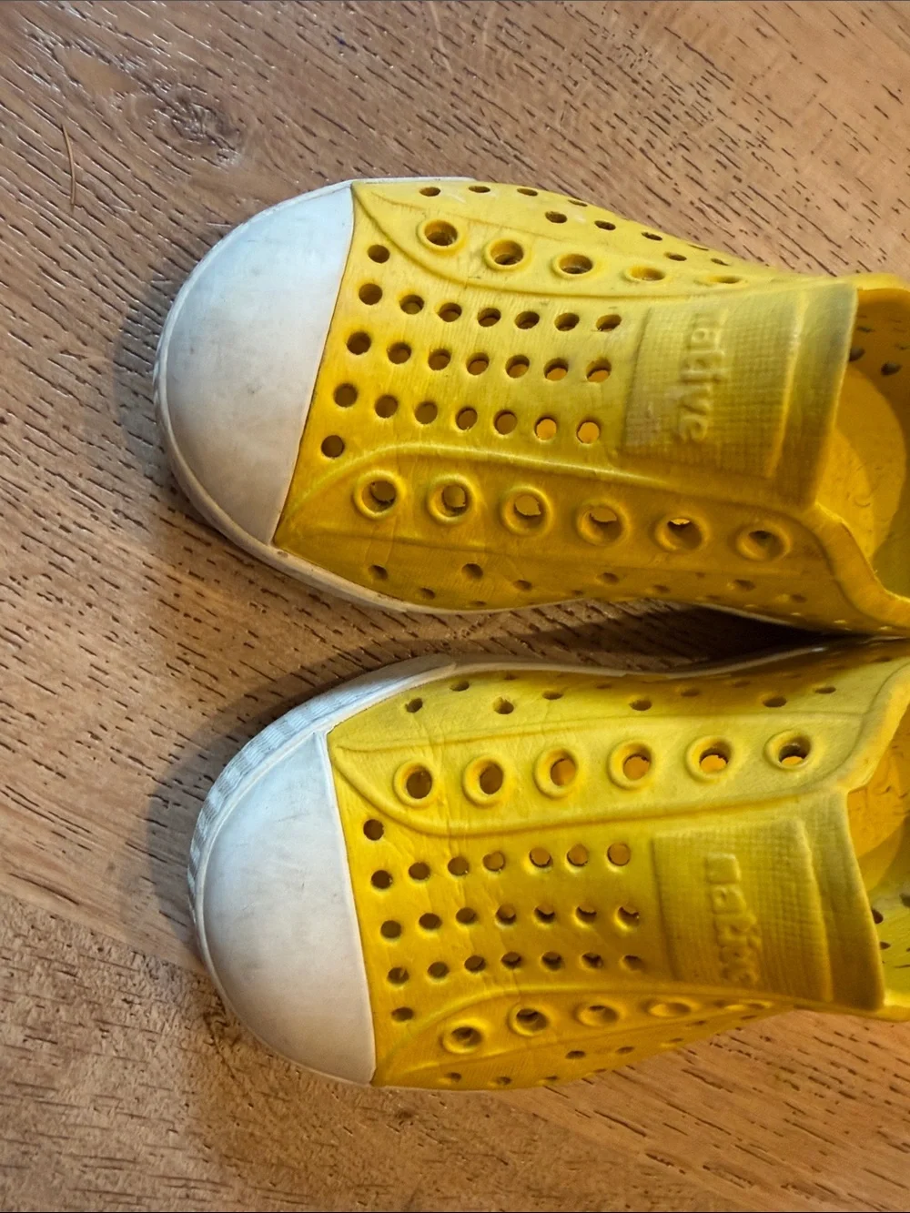 Native Kefferson Kids Slip-On Water Shoes in Yellow with White Toe Caps